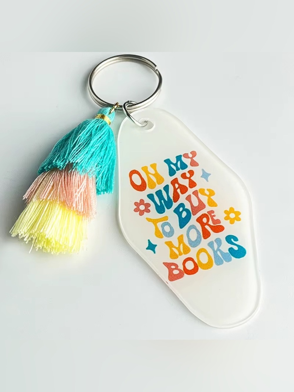 🔥4 for $25 NEW Colorful 'On My Way to Buy More Books' Tassel Keychain